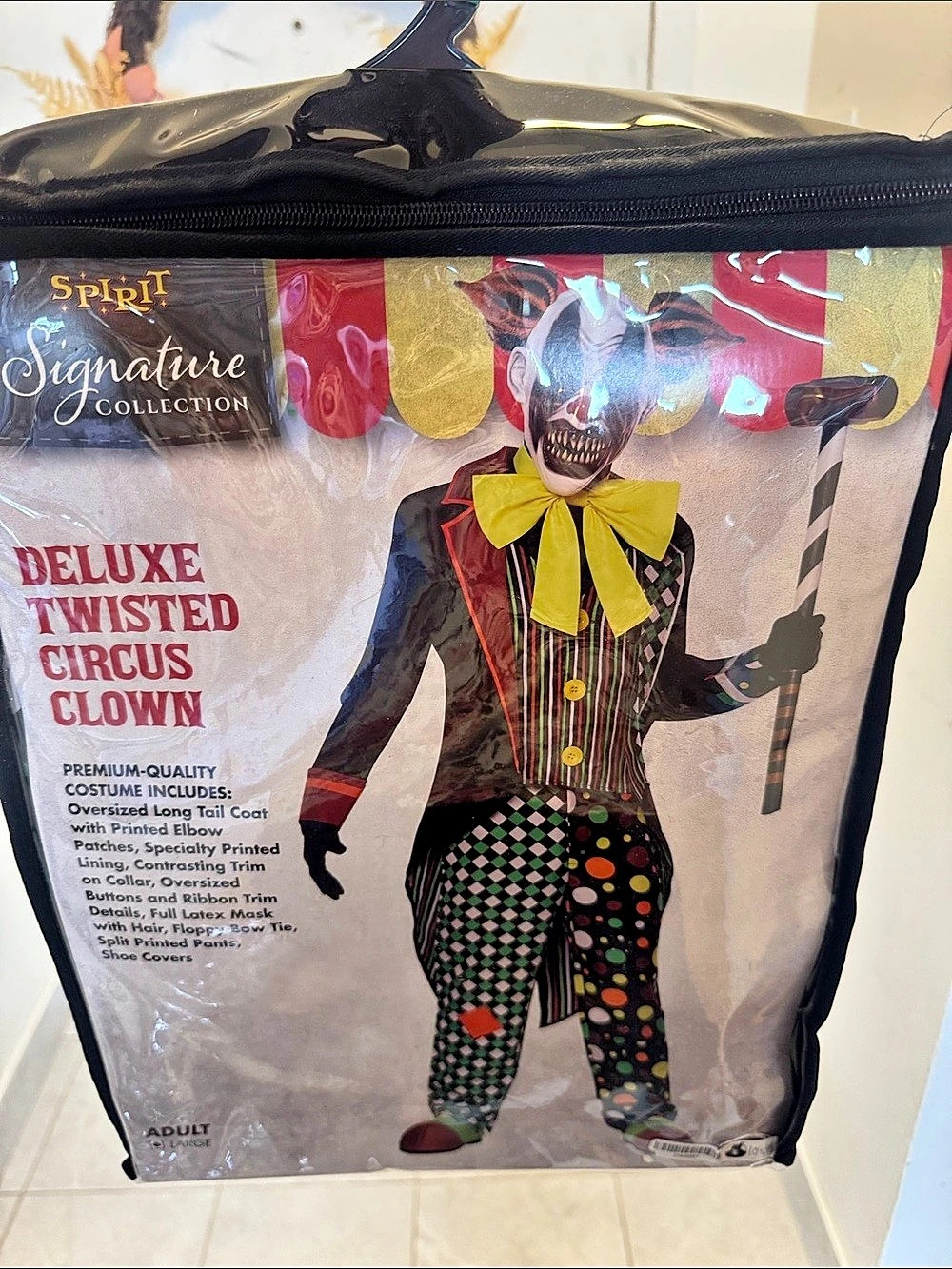 Spirit Halloween Deluxe Twisted Circus Clown Halloween Costume Adult Large Size